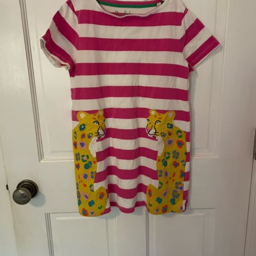 Boden girls applique cheetah t-shirt dress, size 9-10